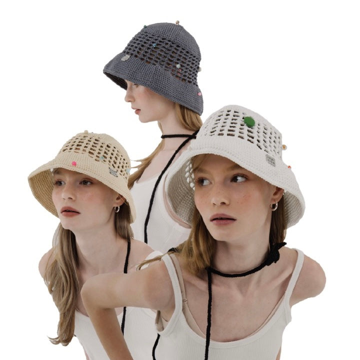 Mesh Bucket Hat in Nude