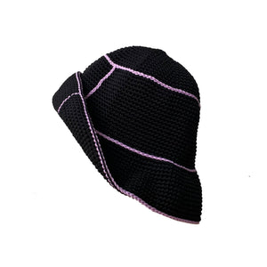 Round Top Bucket Hat in Black and Lilac - KAIE X ADMISION