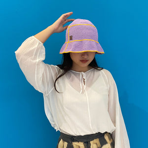 Round Top Bucket Hat in Lilac and Egg Yolk - KAIE X ADMISION