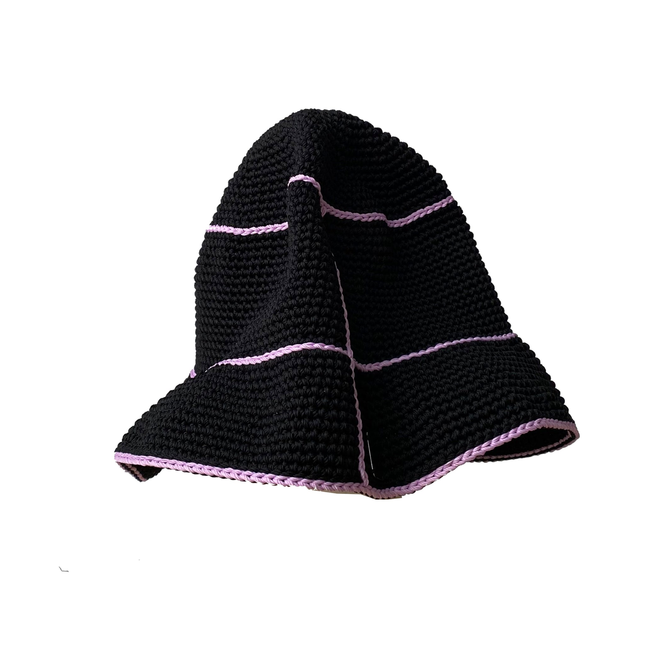 Round Top Bucket Hat in Black and Lilac - KAIE X ADMISION