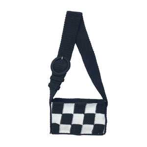 Checkered Mini Brick Bag in Black and White