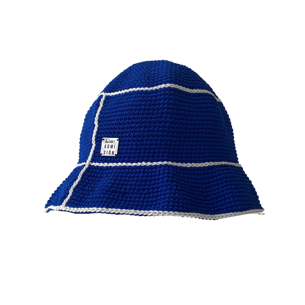 Round Top Bucket Hat in Ocean and White - KAIE X ADMISION